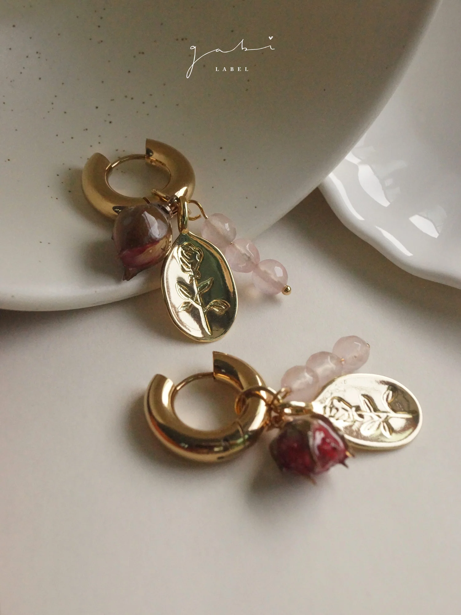 A Love Letter of Roses Chunky Hoop Earrings - Image 2