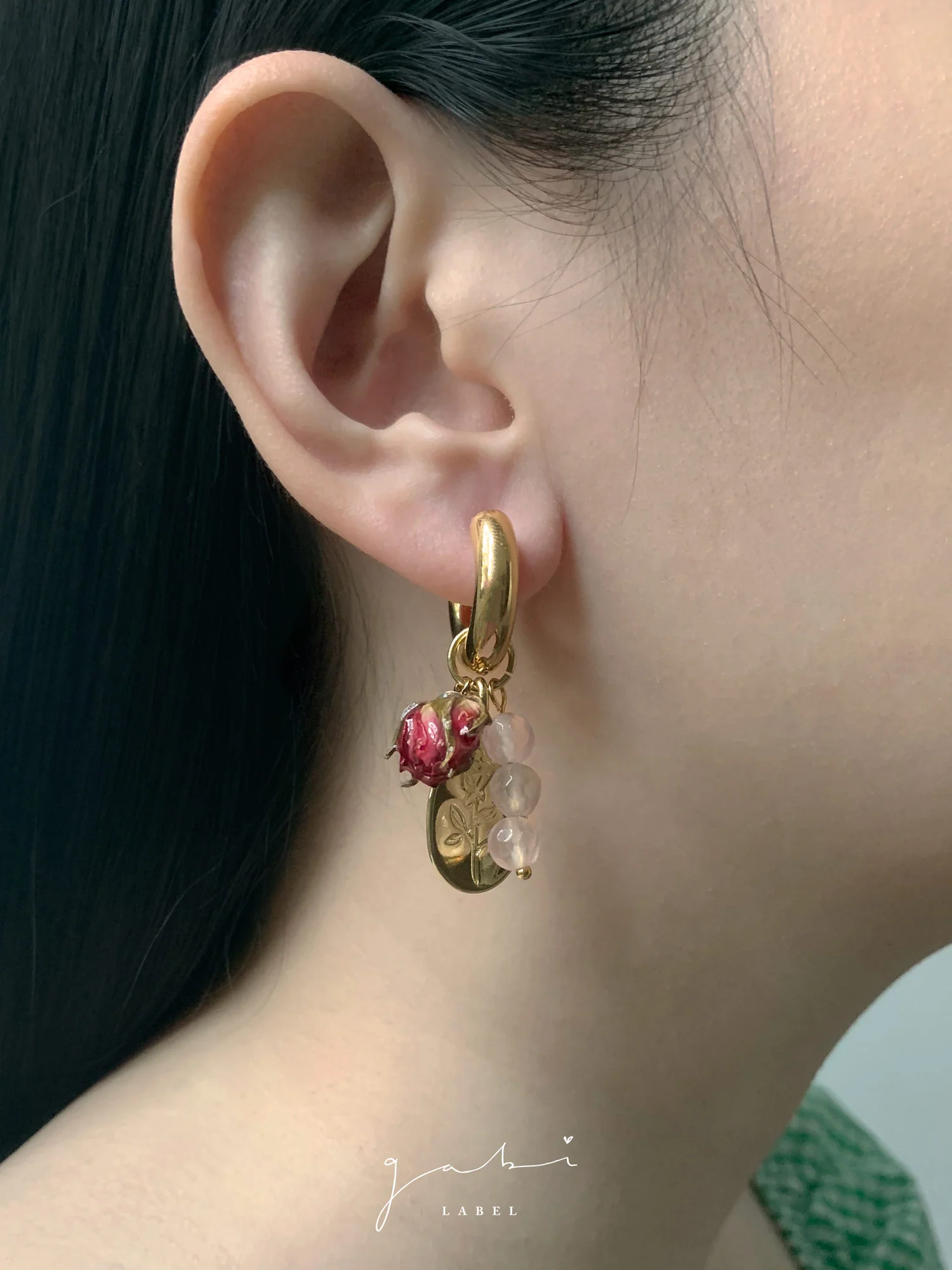 A Love Letter of Roses Chunky Hoop Earrings - Image 3