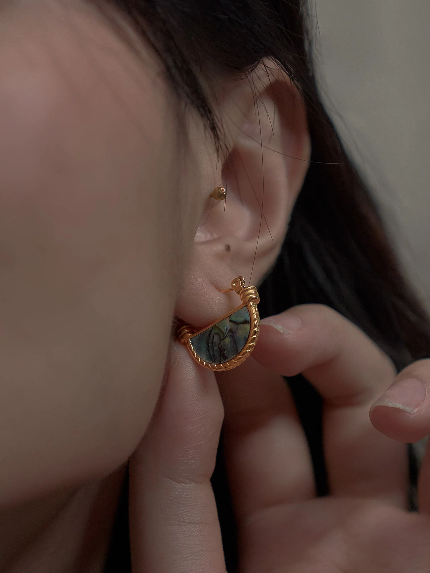 Abalone Shell Petite Hoops - Image 2