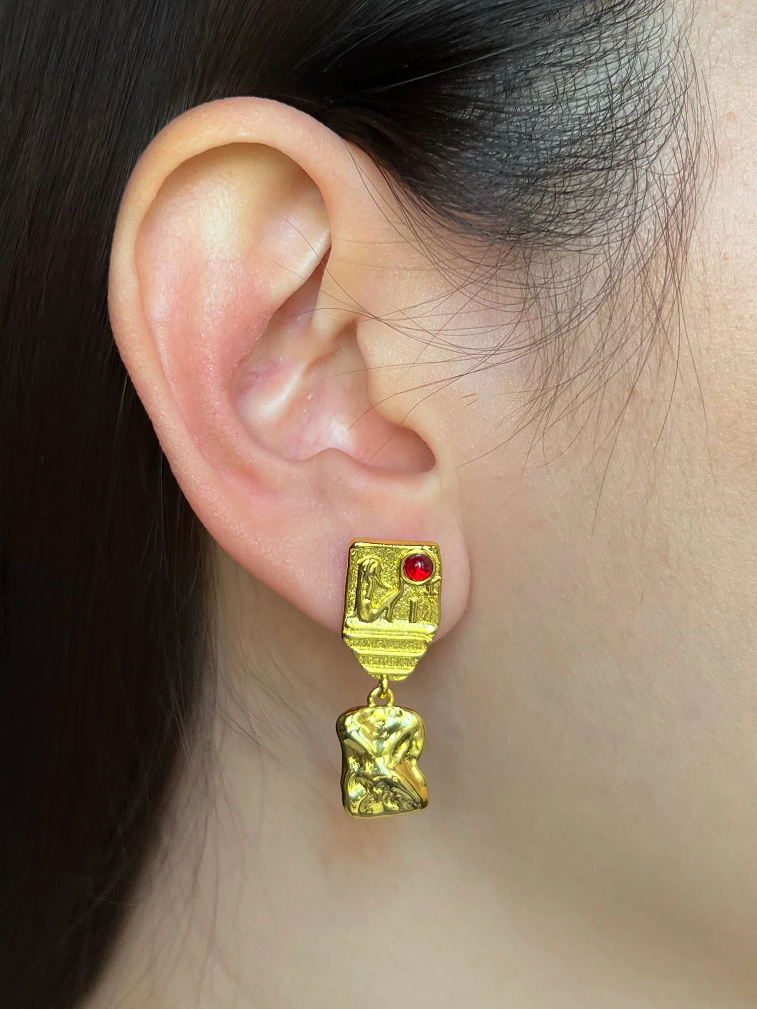 Ancient Egypt Asymmetrical Symbolic Earrings - Image 3