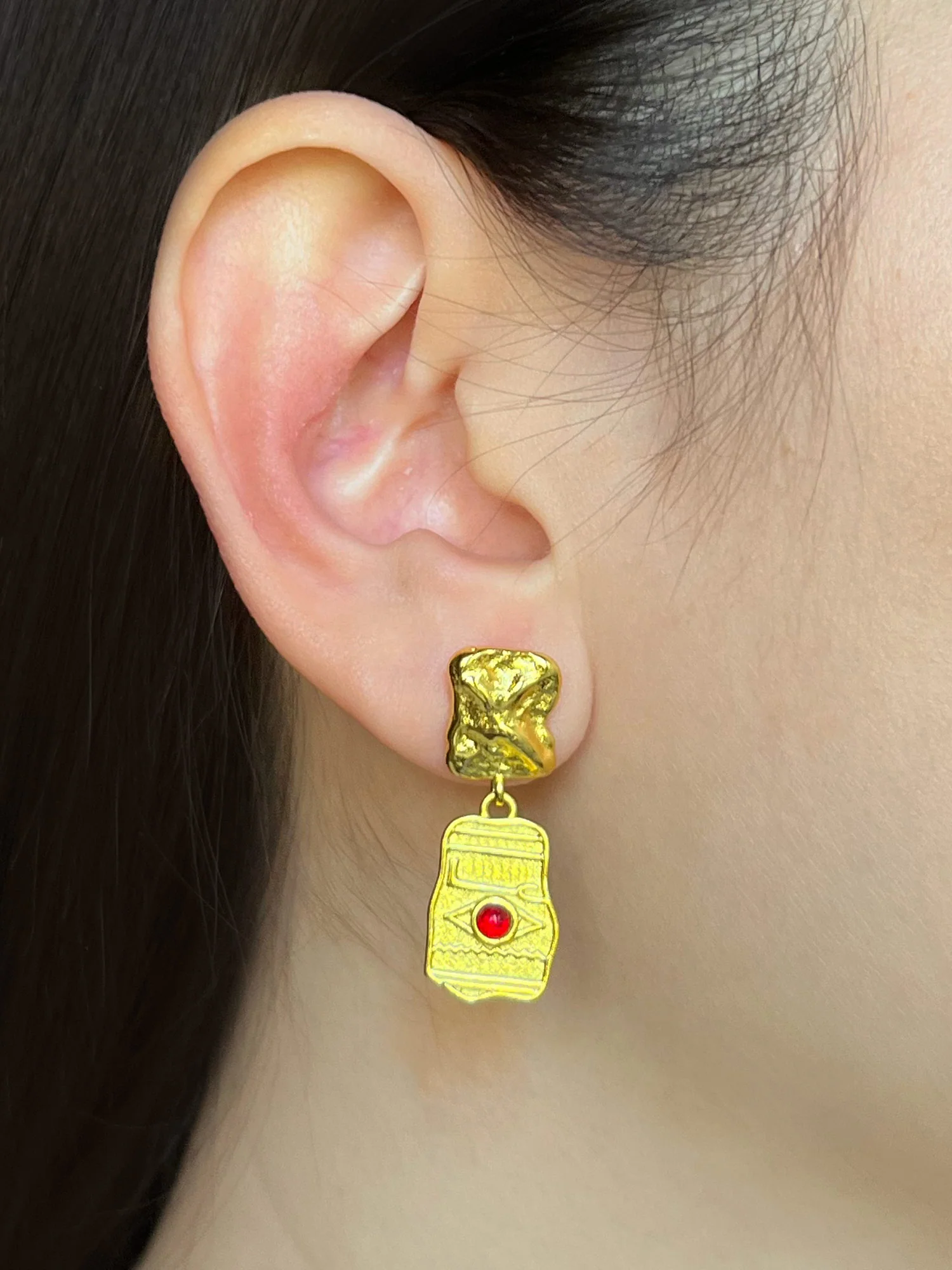 Ancient Egypt Asymmetrical Symbolic Earrings - Image 4