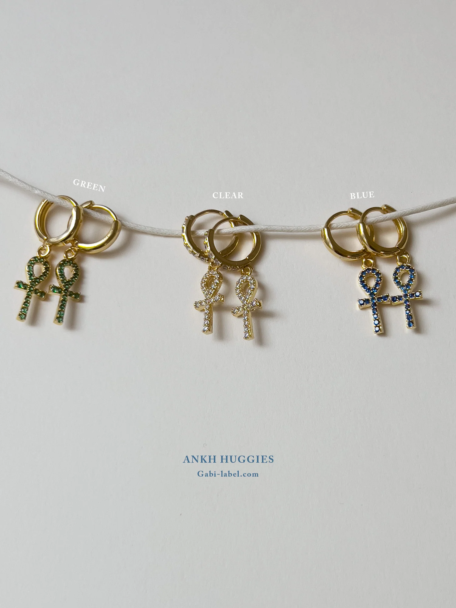 Ankh Huggies - Blue Gemstones - Image 3