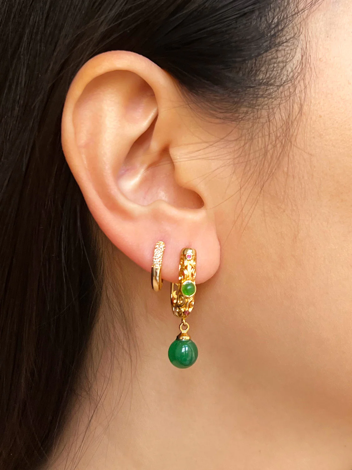 Baroque Jade Earrings - Image 2