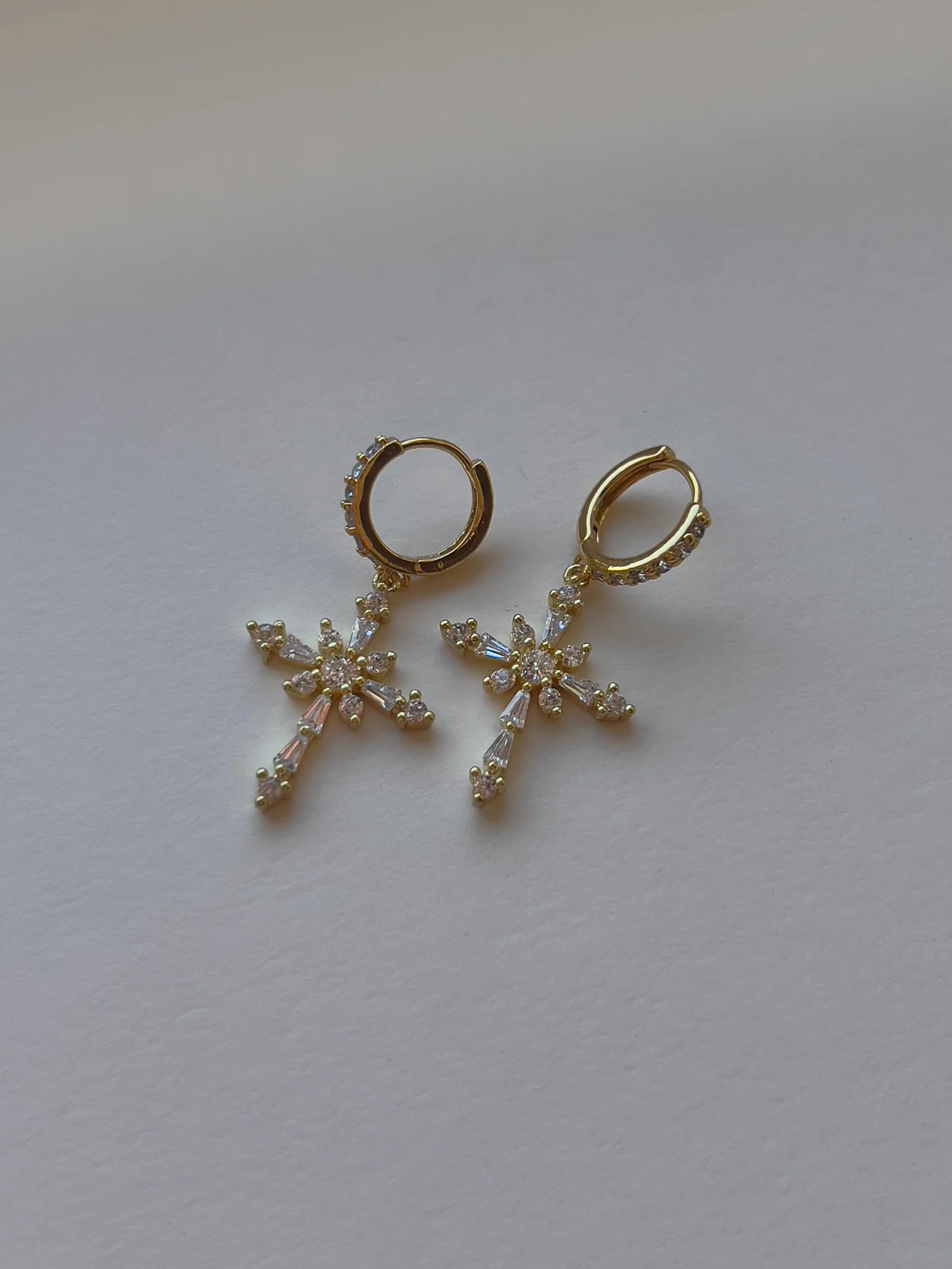 Belief Cross Pavé Huggie Hoops - Image 2