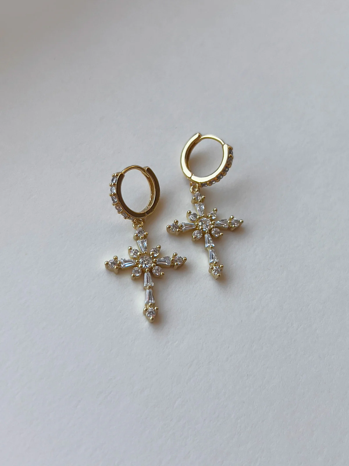 Belief Cross Pavé Huggie Hoops - Image 4