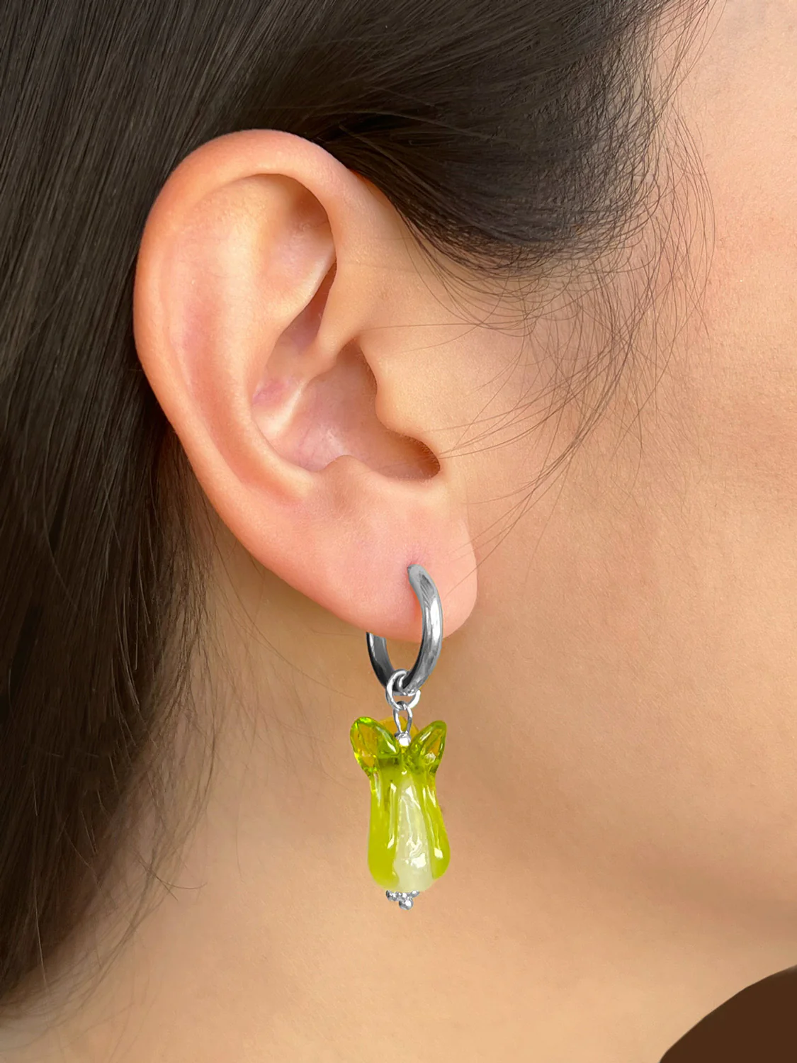 Bok Choy Hoops - Apple Green, Silver - Image 2