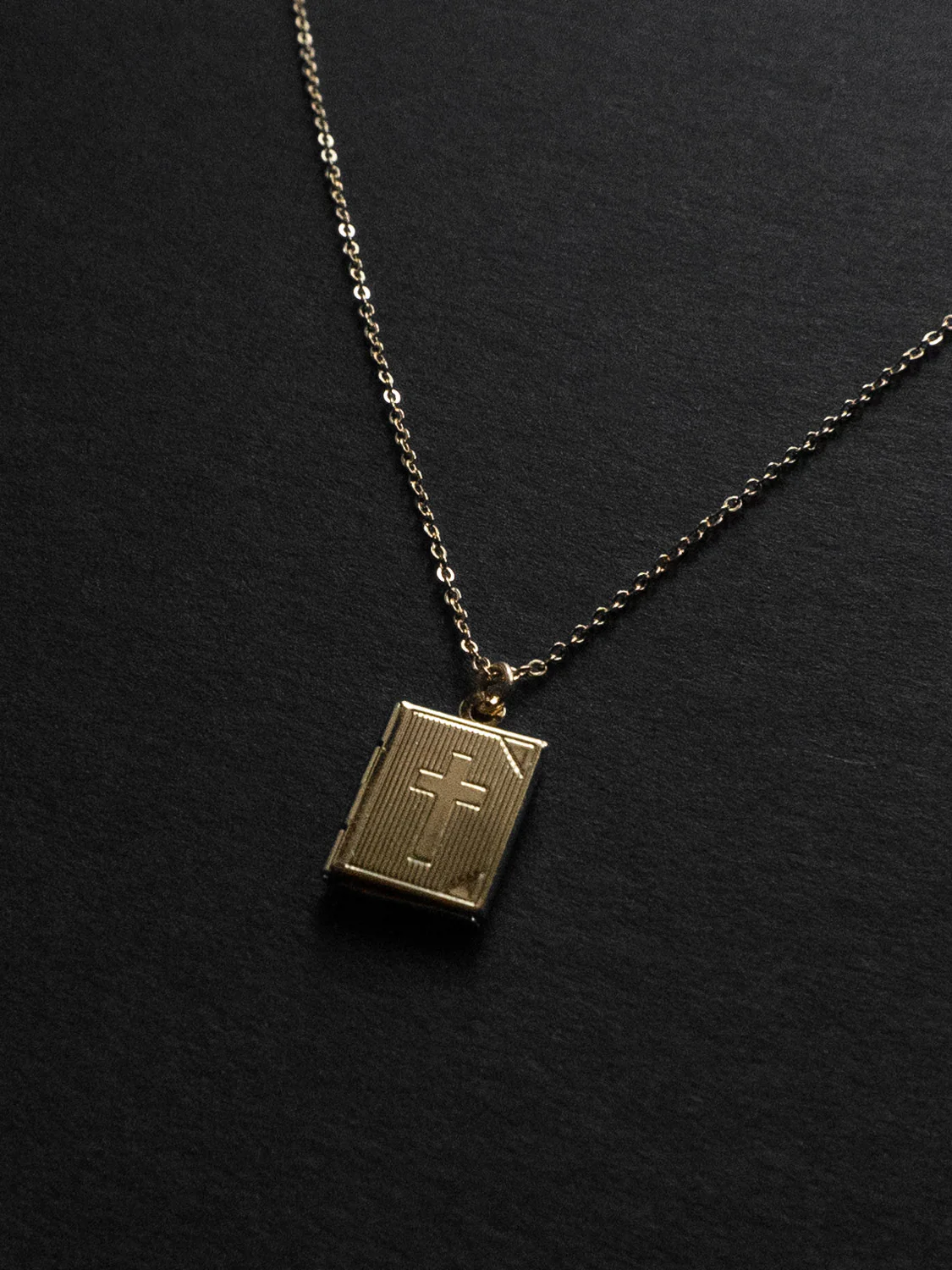 Book Locket Necklace - Gold - Image 4