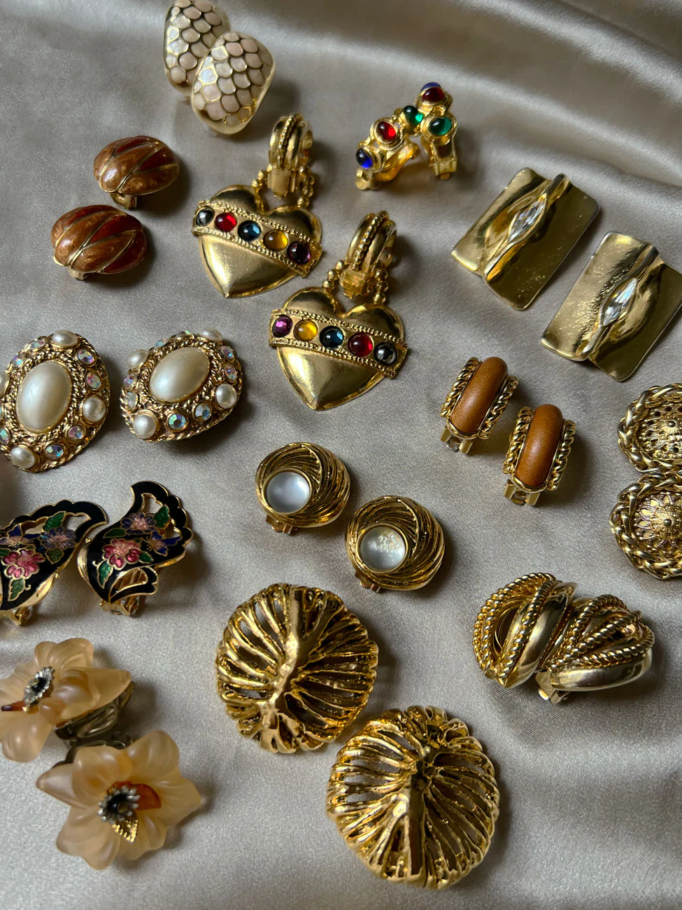 Brown Leather Gold Chain Clip-Ons (Vintage) - Image 6