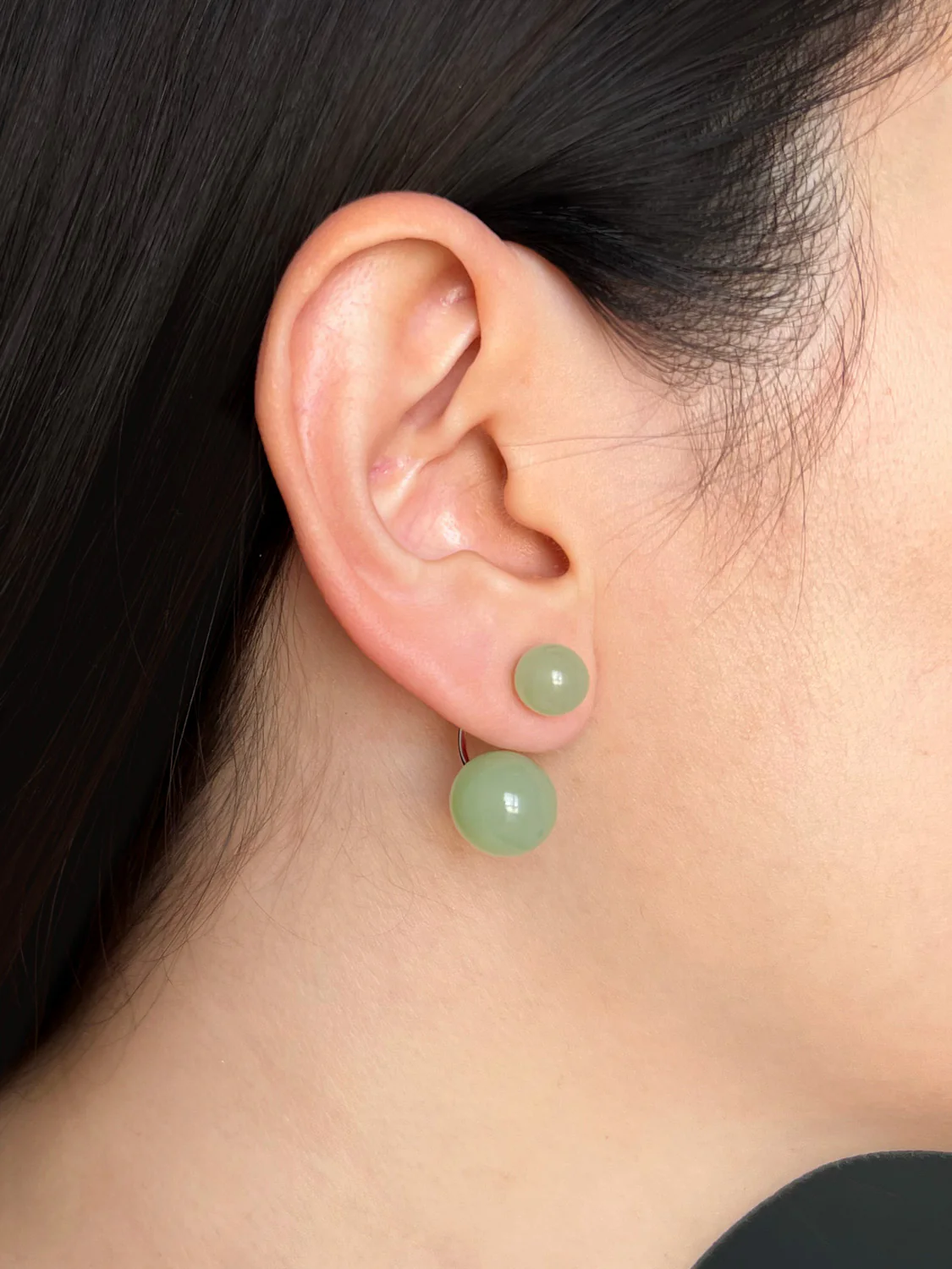 Bubble Jade Earrings, S925 - Silver - Image 2