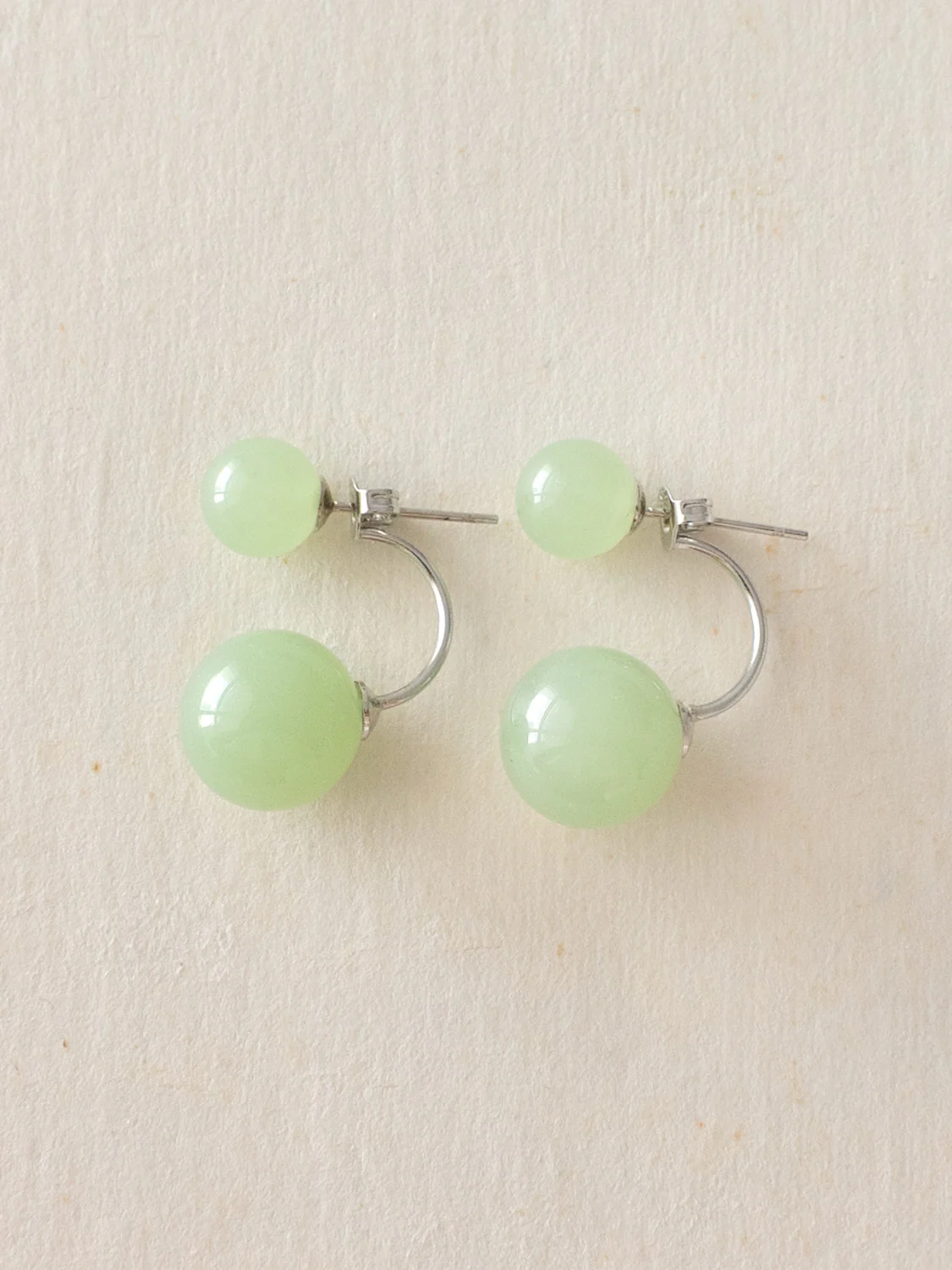 Bubble Jade Earrings, S925 - Silver - Image 3