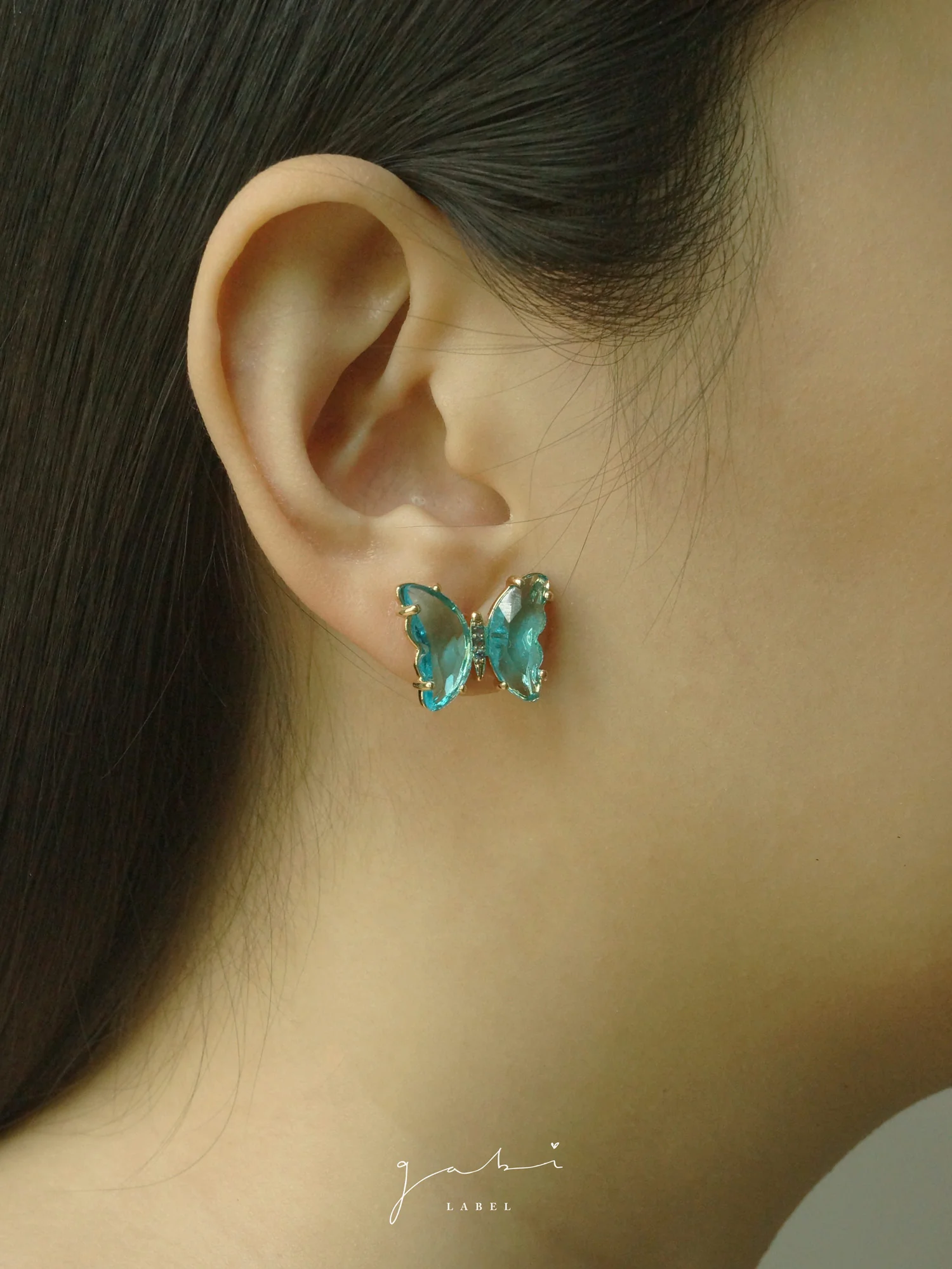 Butterfly Earstuds - Aqua *S925 Earposts - Image 4