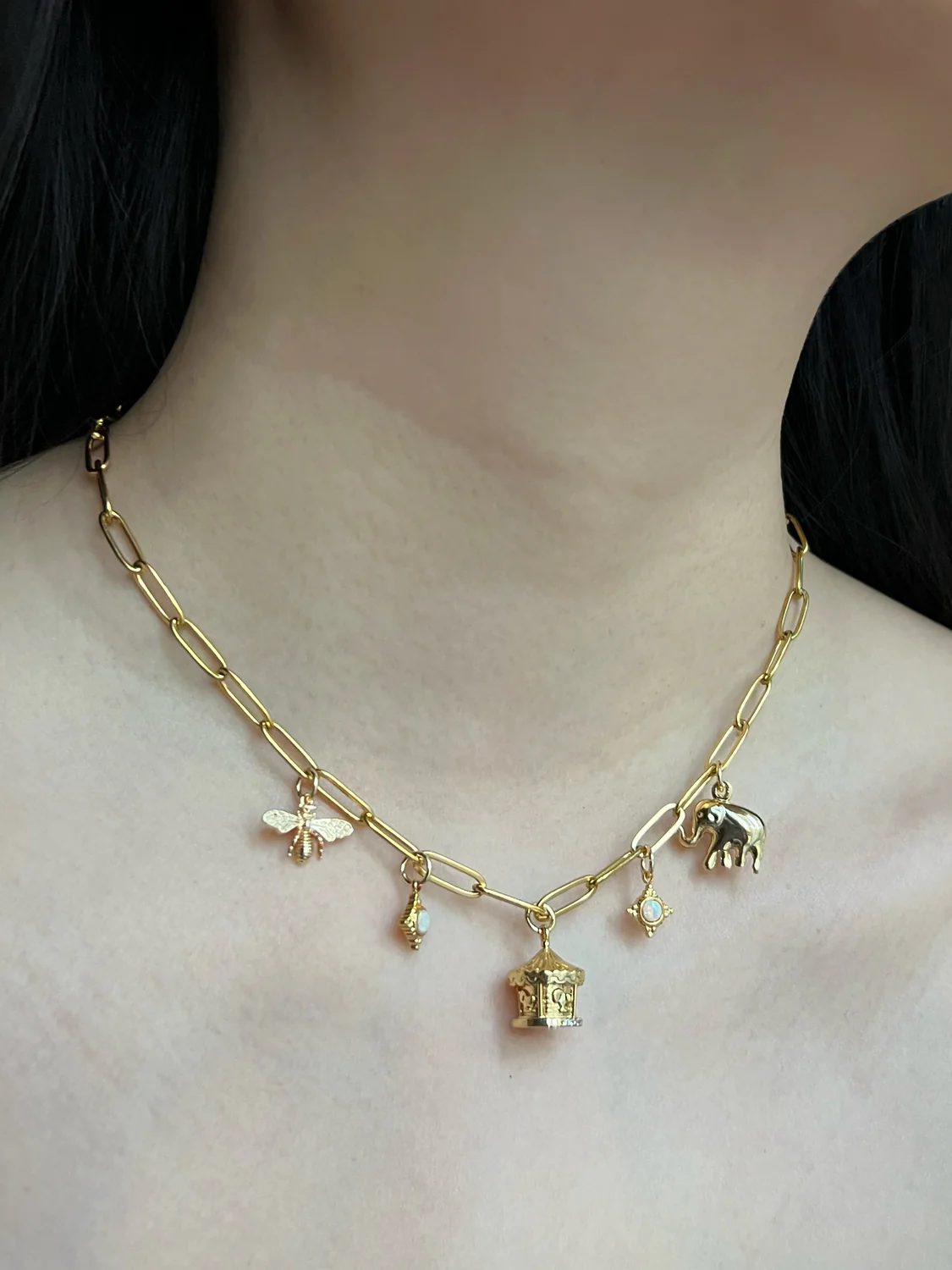 Carnival Charm Necklace - Carousel, Elephant, Bee - Image 3