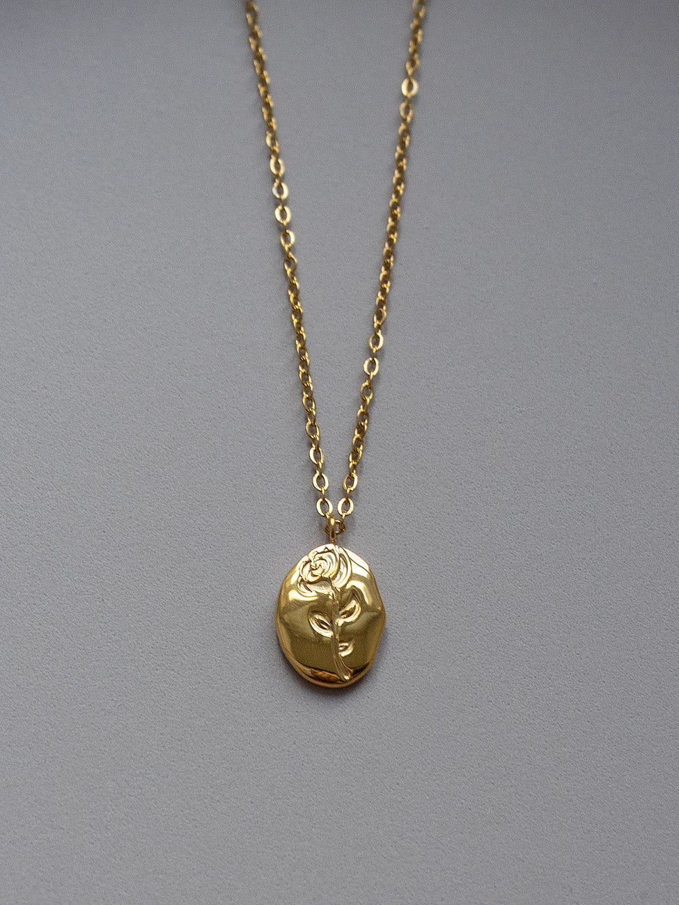 Carved Rose Pendant Necklace - Image 2
