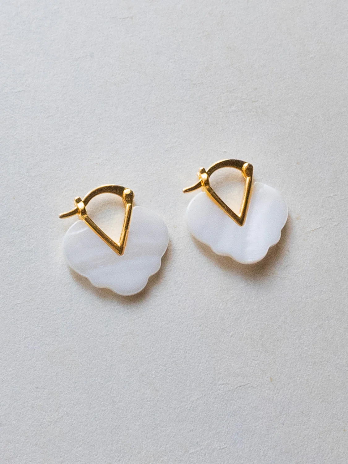 Carved Shell Cloud Earrings - Image 2