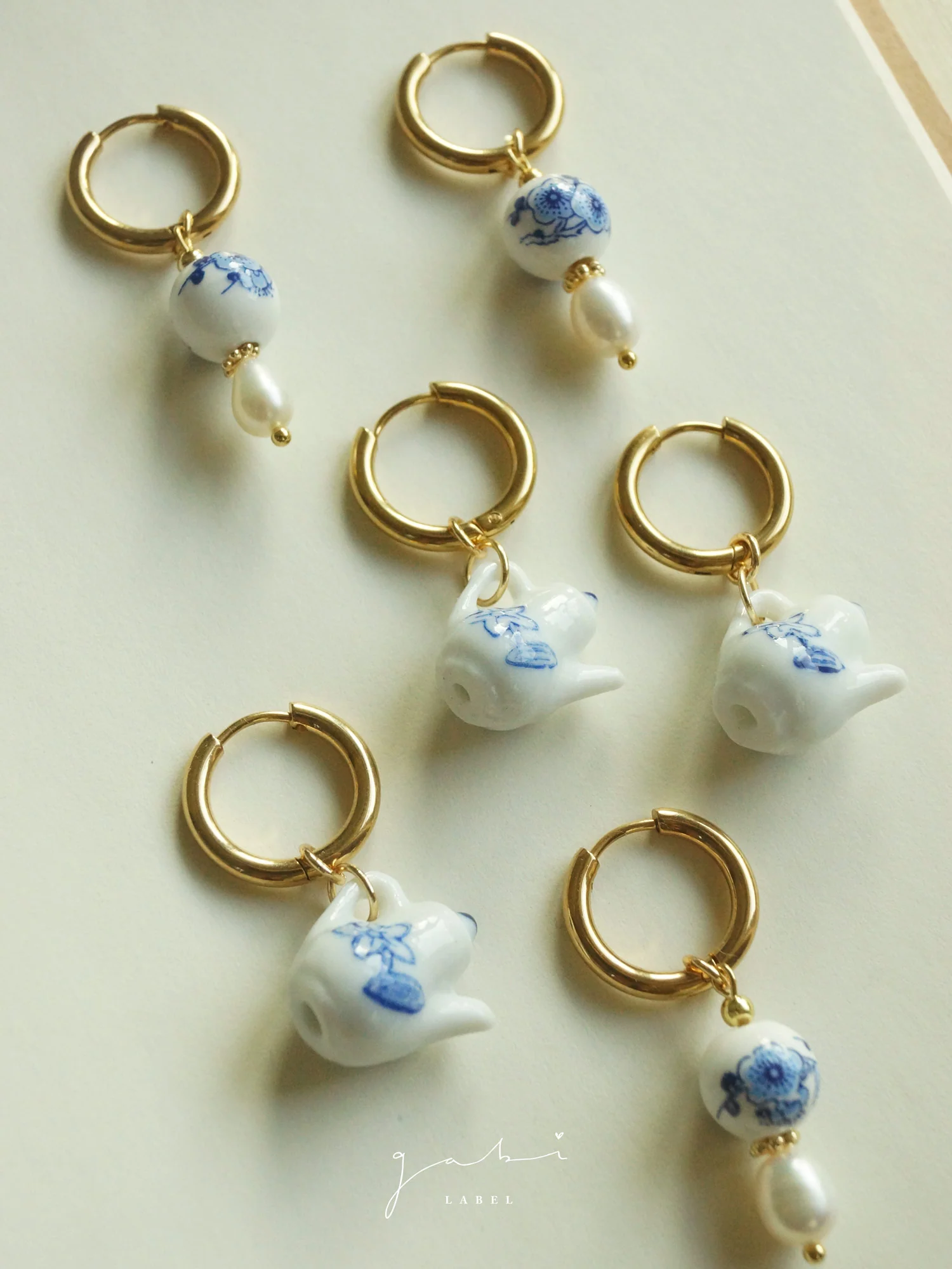 Ceramic Teapot Mismatched Hoop Earrings - Image 10