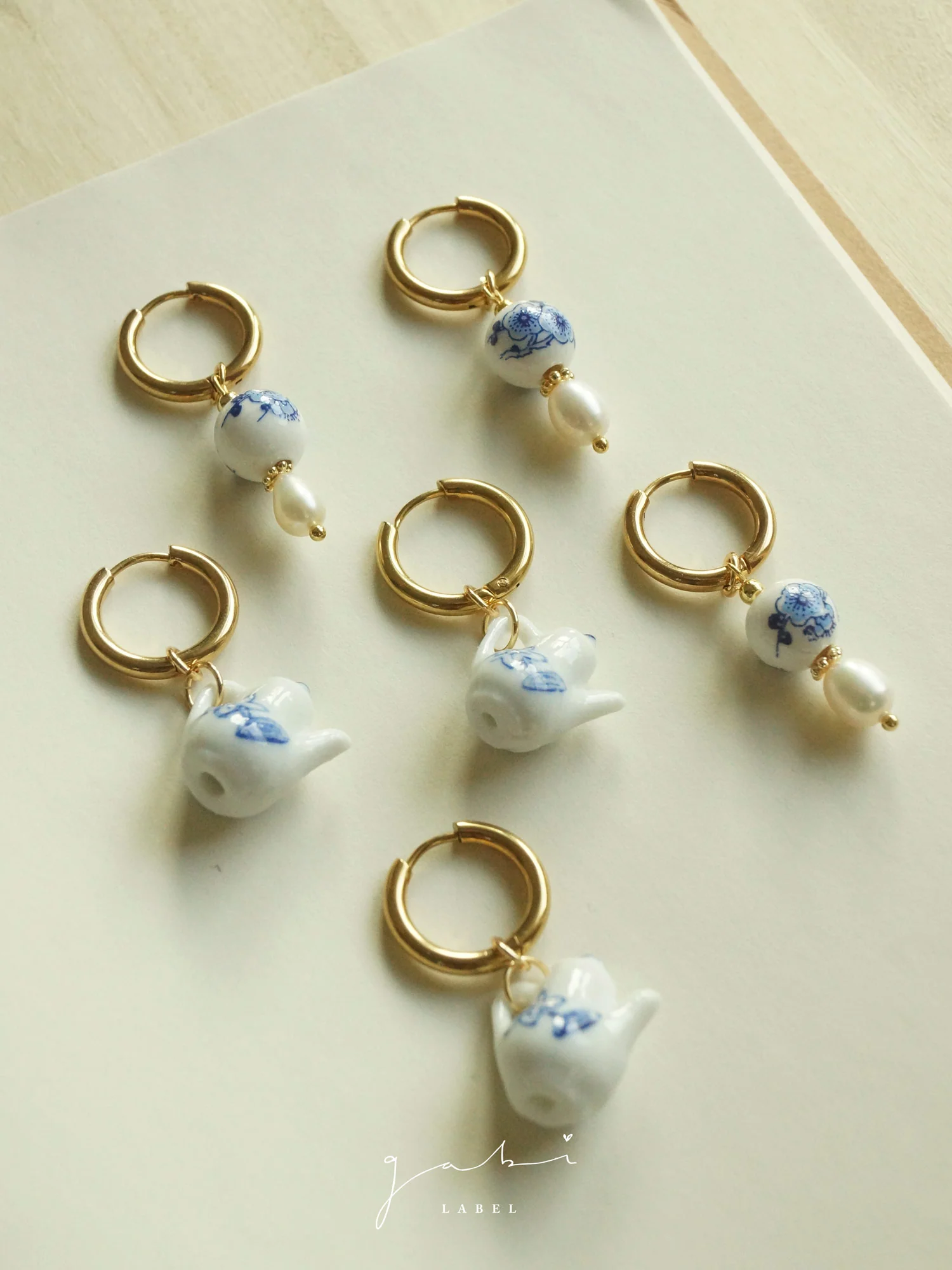 Ceramic Teapot Mismatched Hoop Earrings - Image 4