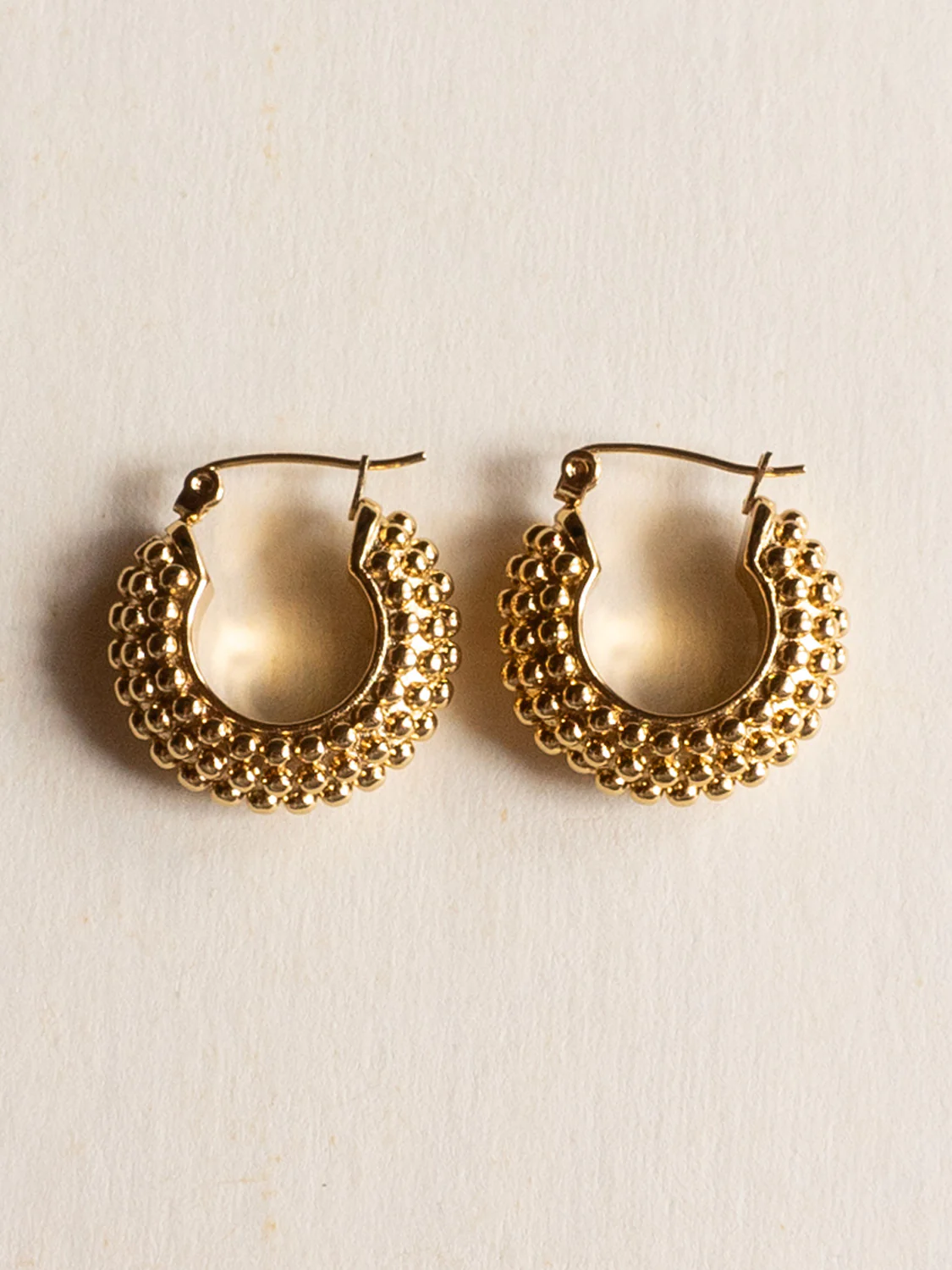 Chunky Circular-Textured Hoops - Stainless Steel, Gold