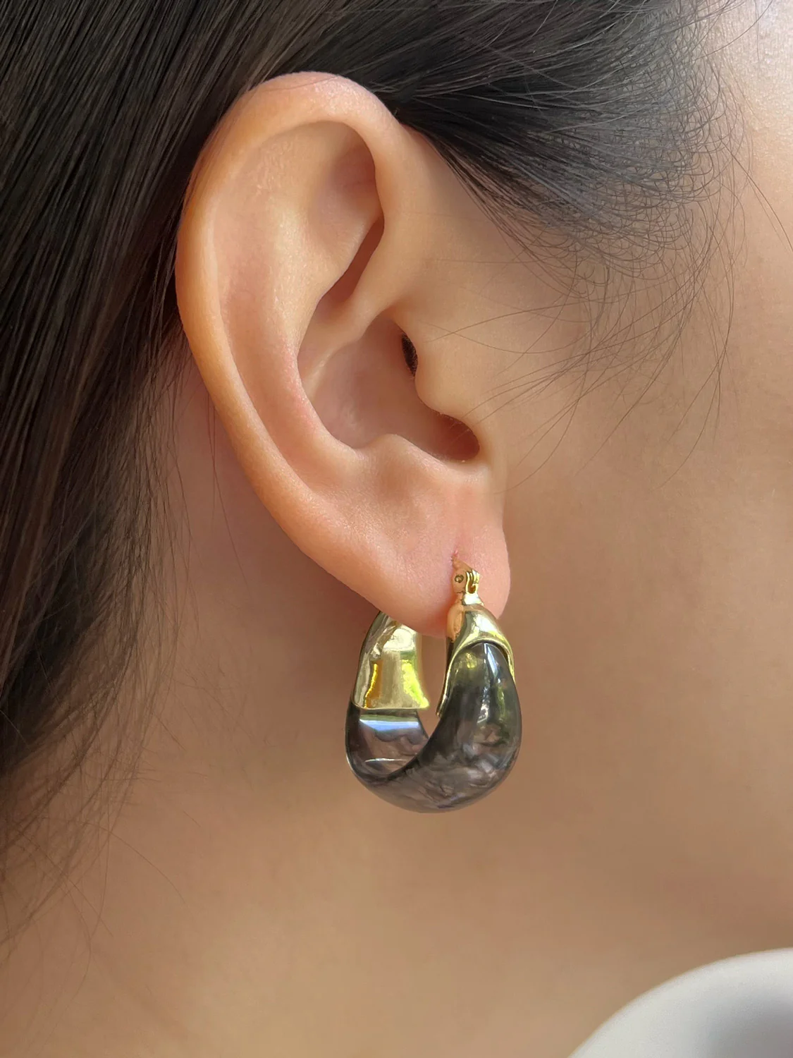Chunky Cradle Hoops - Black - Image 3