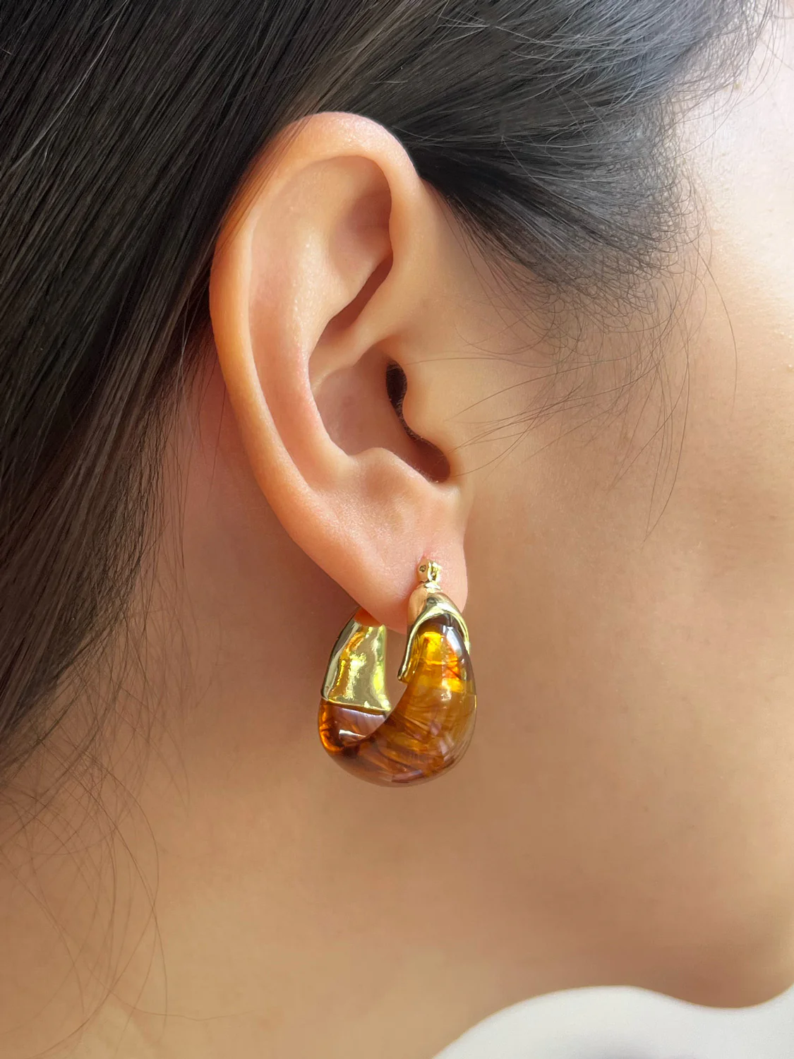 Chunky Cradle Hoops - Brown - Image 3