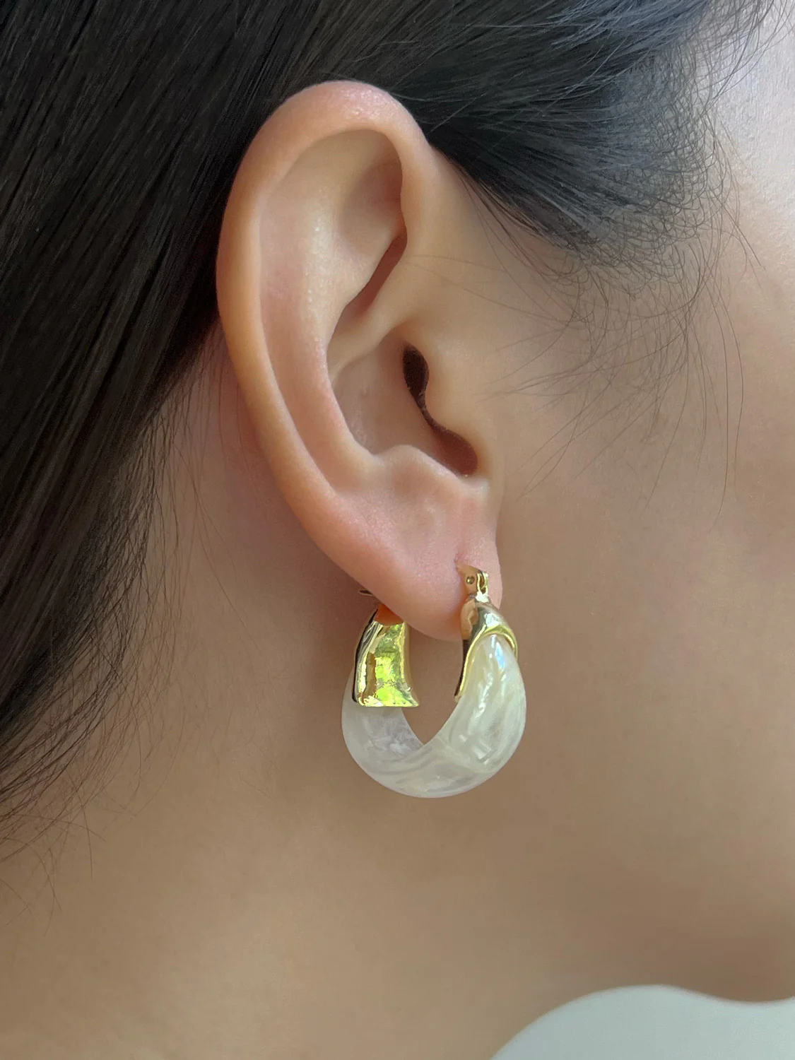 Chunky Cradle Hoops - White - Image 2