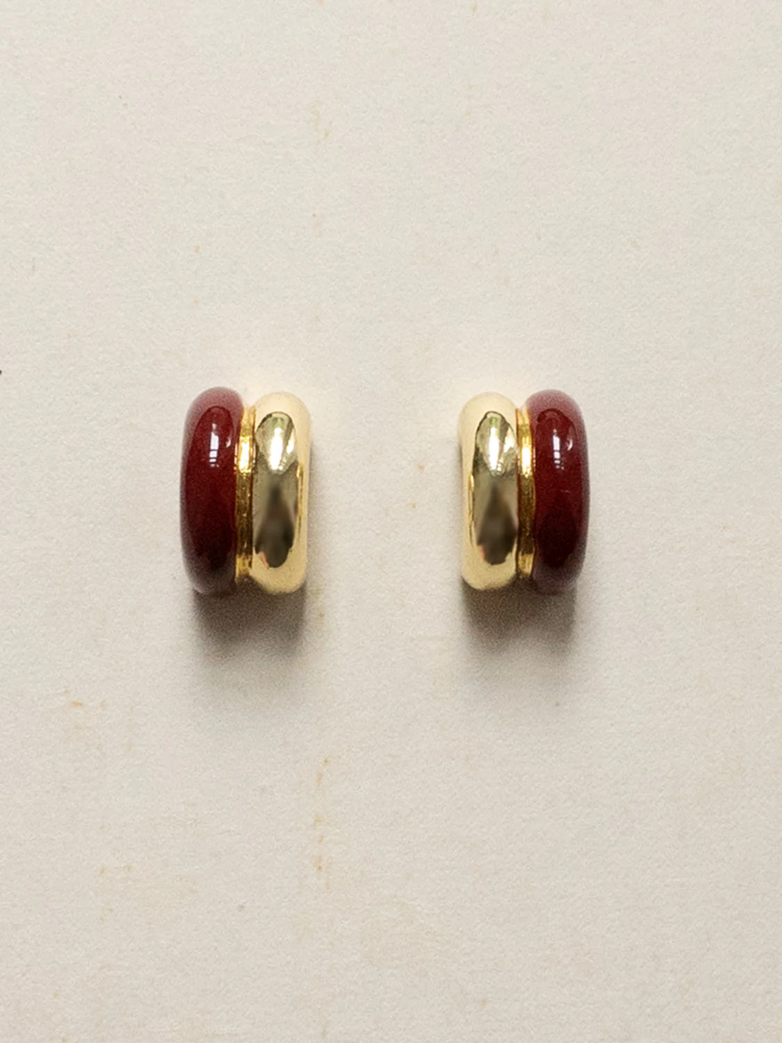 Chunky Enamel Earrings - Maroon - Image 3