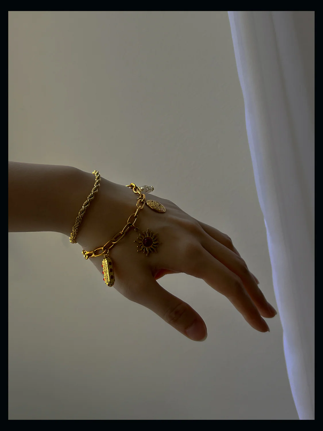 Chunky Gold Talisman Bracelet - Eye of Horus Charm - Image 2