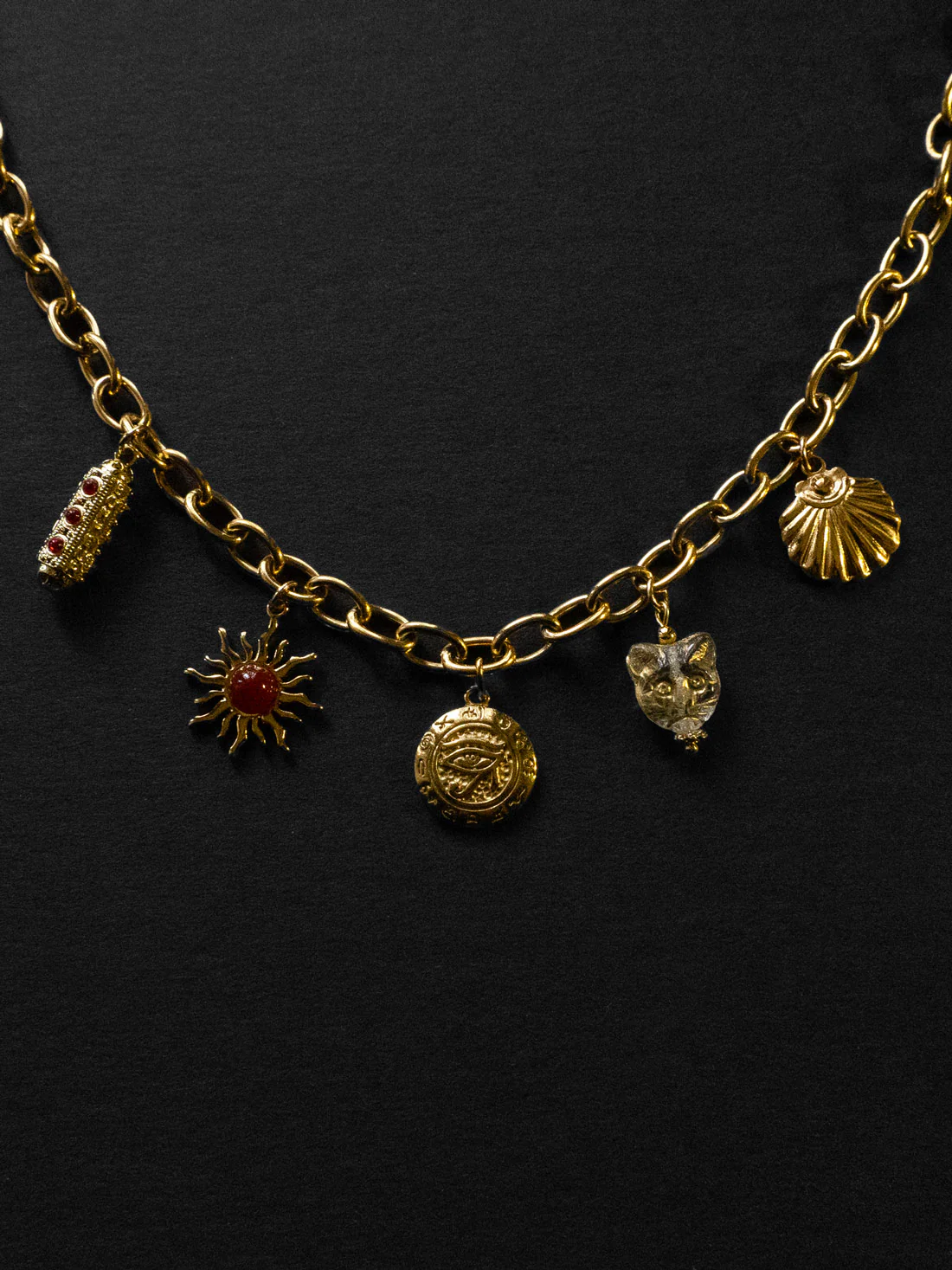 Chunky Gold Talisman Necklace - Eye of Horus Charm - Image 2