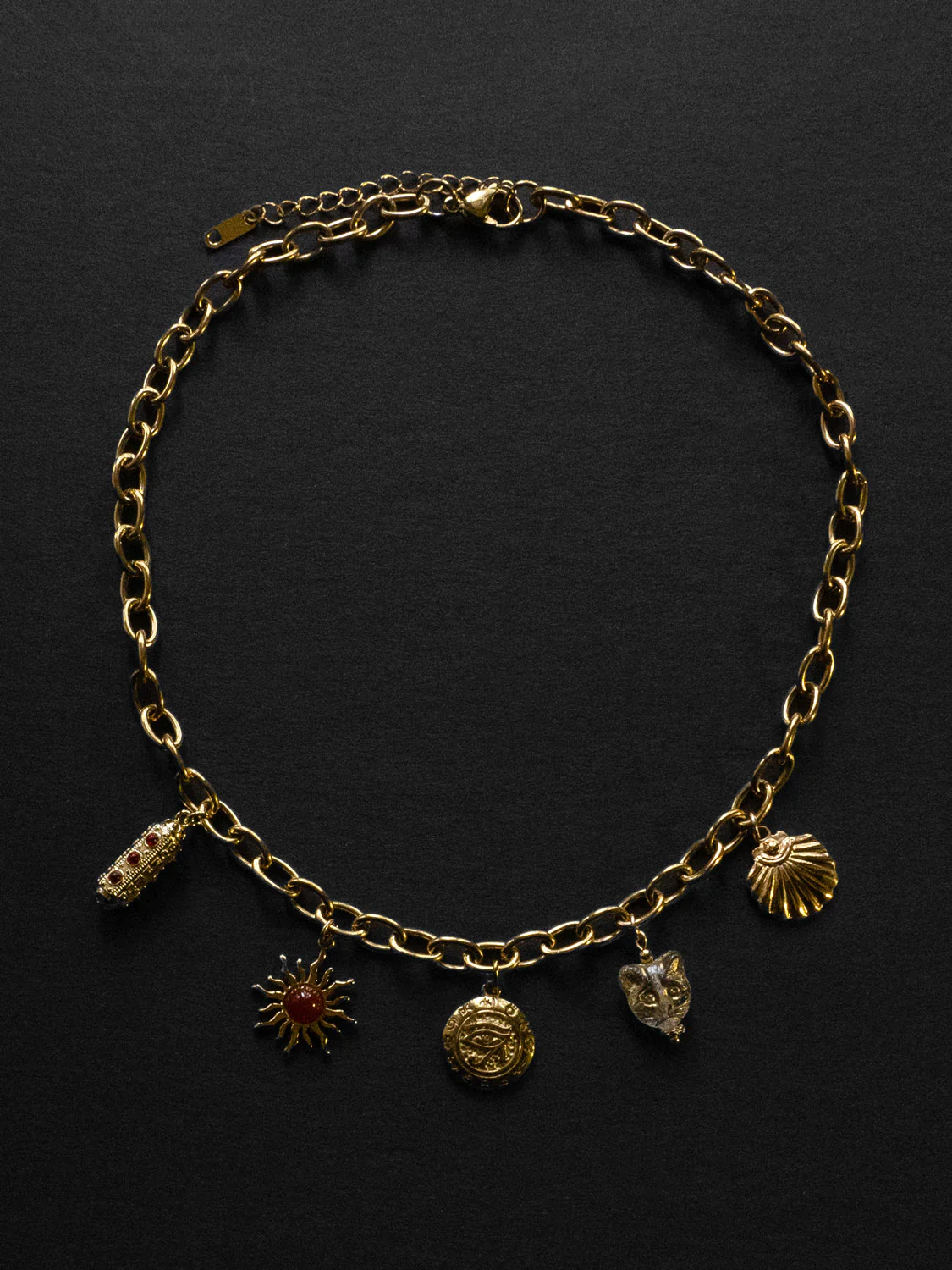Chunky Gold Talisman Necklace - Eye of Horus Charm - Image 4