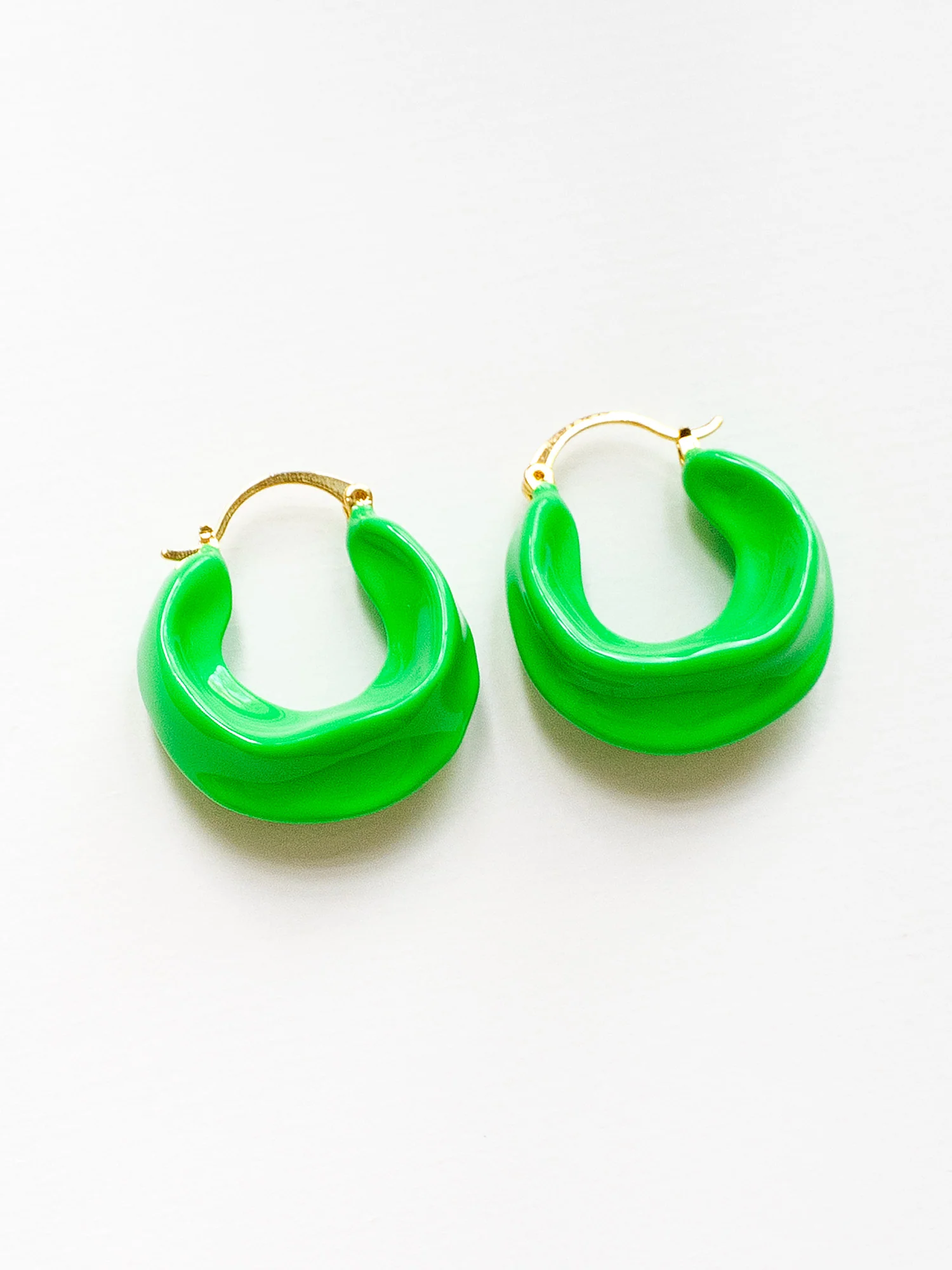 Chunky Oracle Enamel Hoops - Green - Image 3