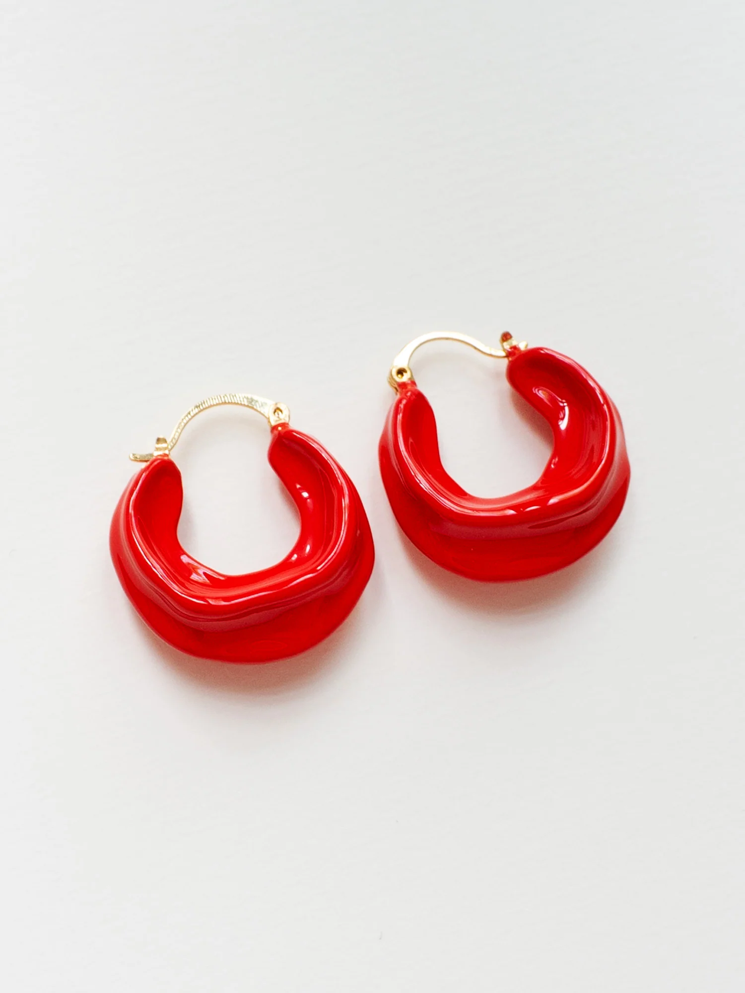 Chunky Oracle Enamel Hoops - Red - Image 4