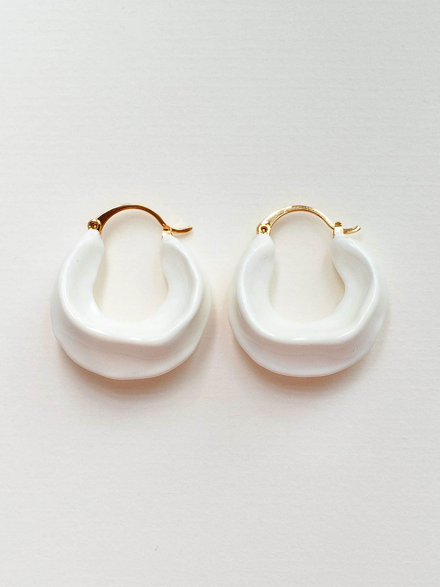 Chunky Oracle Enamel Hoops - White - Image 2