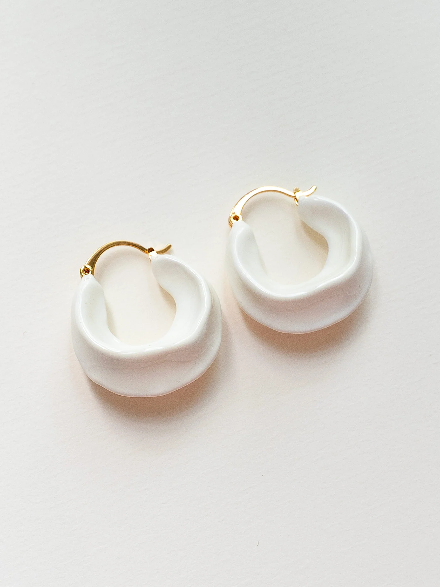 Chunky Oracle Enamel Hoops - White - Image 4