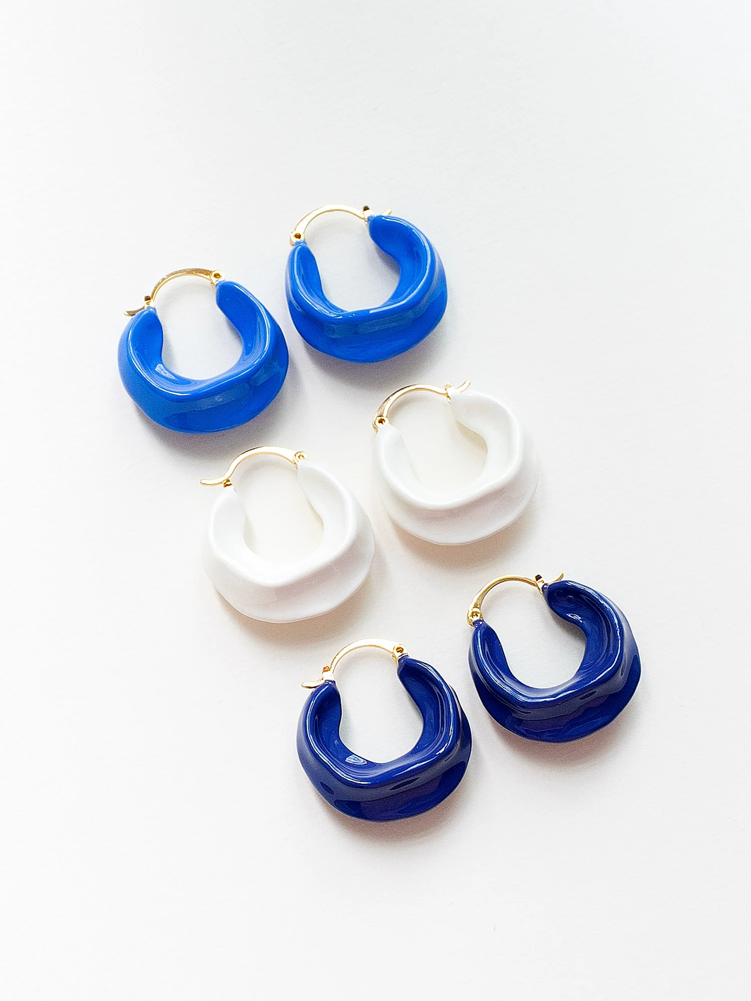 Chunky Oracle Enamel Hoops - Dark Blue - Image 5