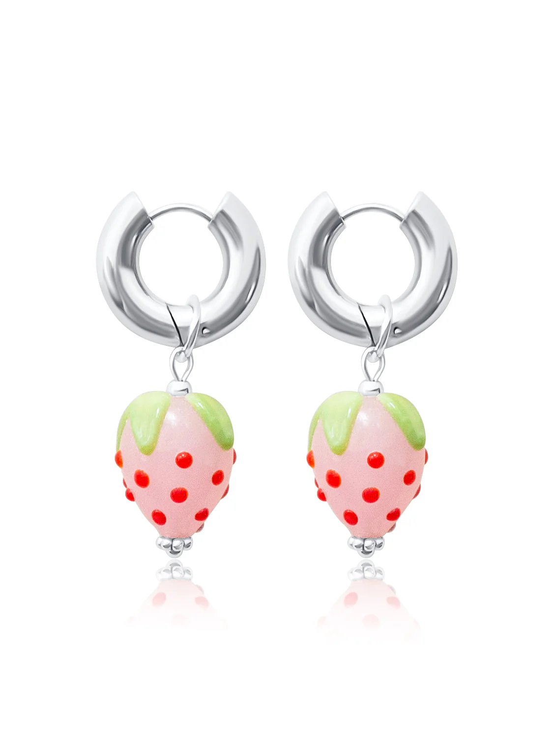 Chunky Strawberry Hoops - Pink, Gold - Image 2