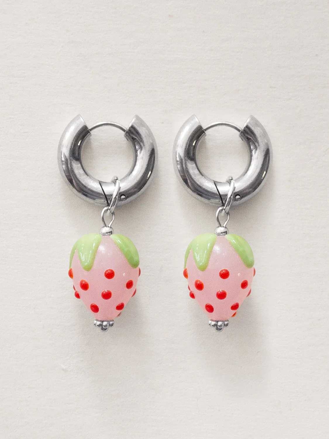 Chunky Strawberry Hoops - Pink, Gold - Image 3