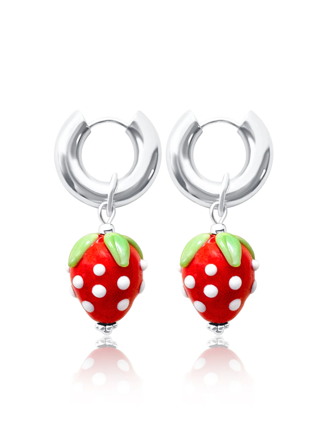 Chunky Strawberry Hoops - Red, Gold - Image 2