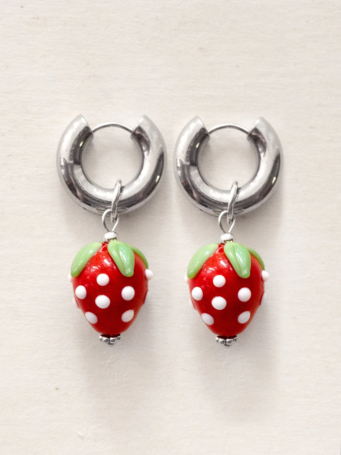 Chunky Strawberry Hoops - Red, Gold - Image 3