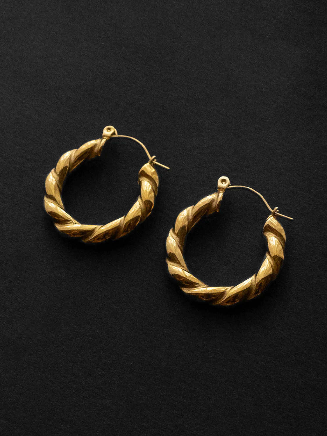 Chunky Twist Gold Hoops - Image 2