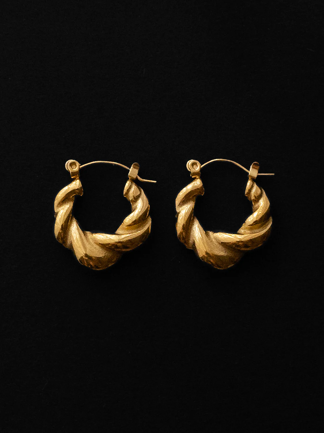 Chunky Twist Gold Hoops - Petite