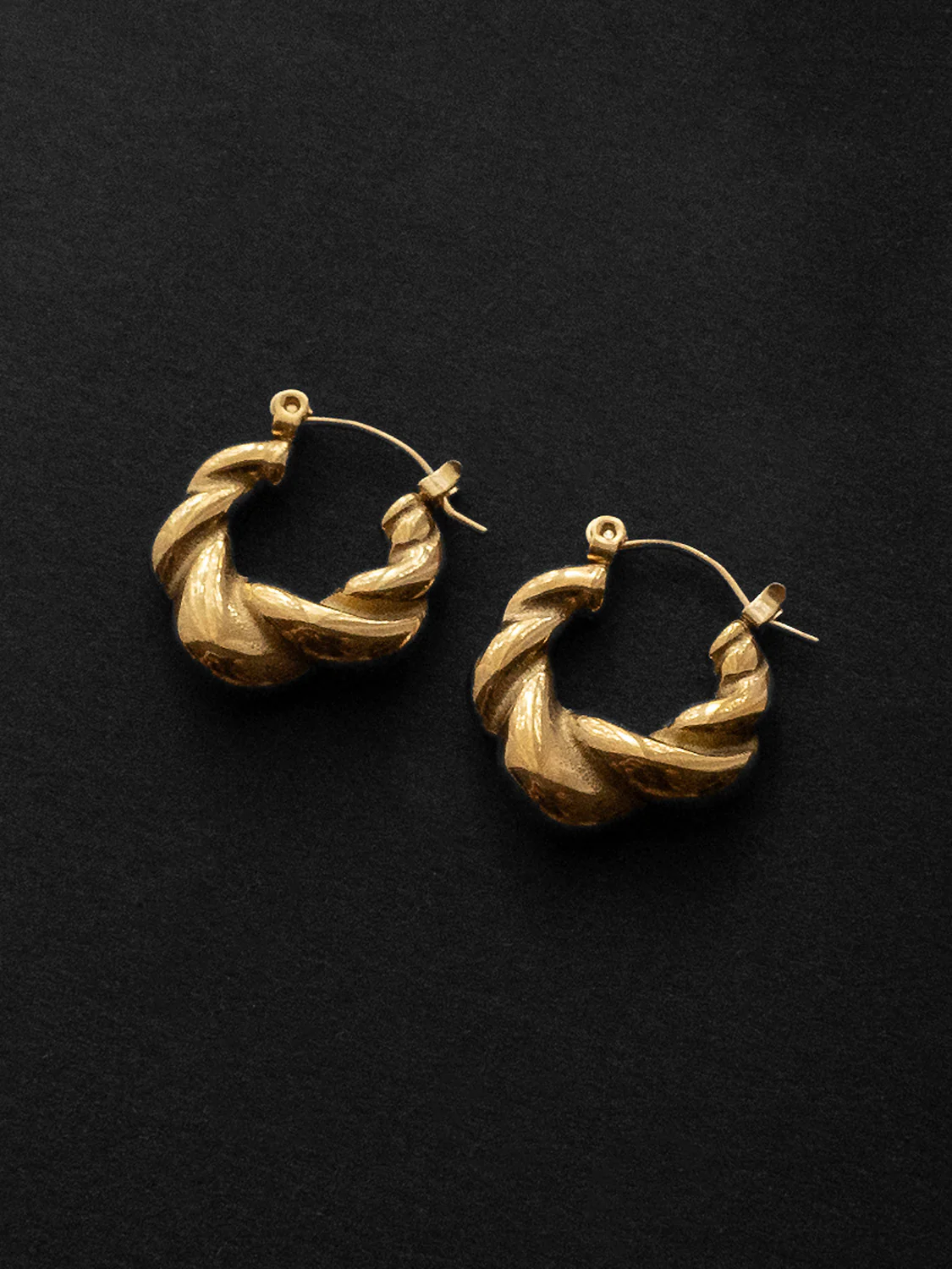 Chunky Twist Gold Hoops - Petite - Image 2