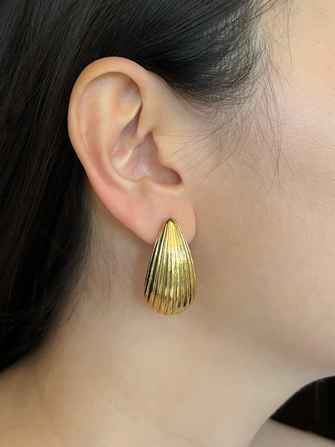 Chunky Vintage Earrings - Stainless Steel, Gold - Image 3
