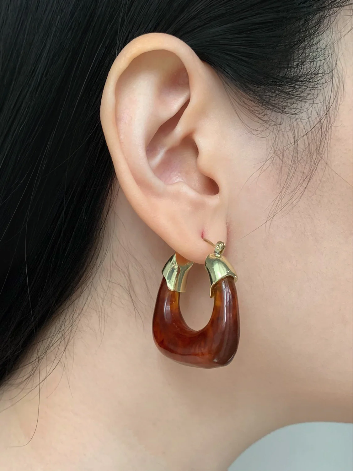 Chunky Vintage Hoops - Brown - Image 3