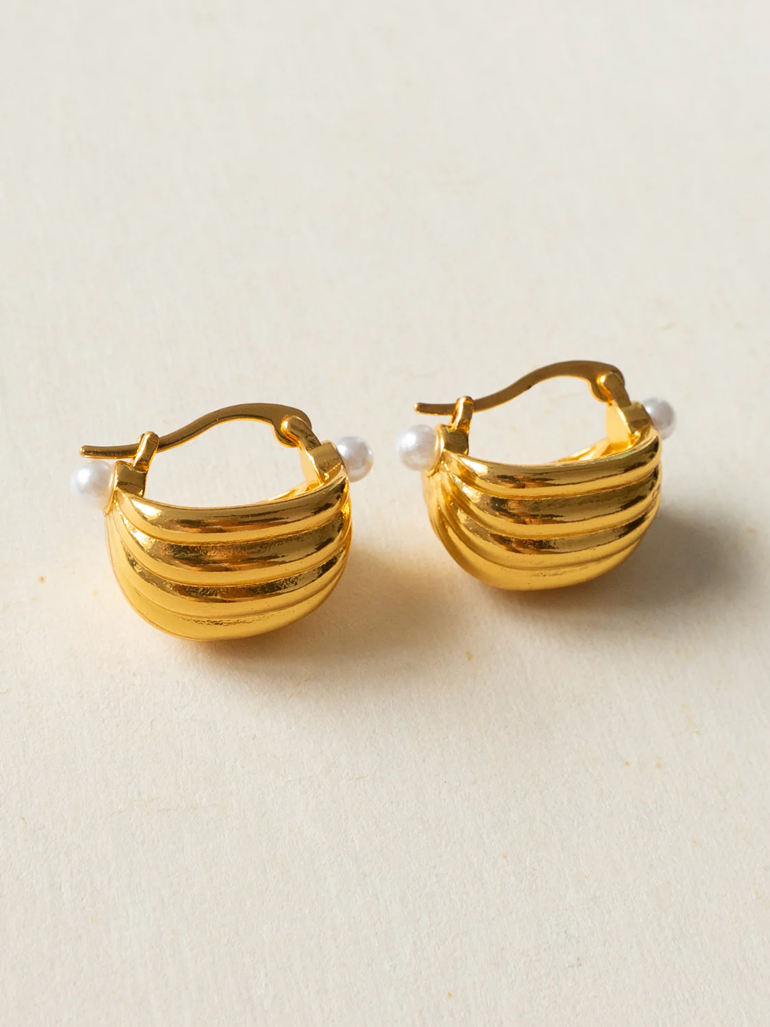 Chunky Vintage Shell Hoops, Stainless Steel - Image 3