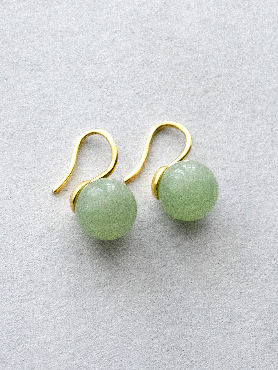 Classic Jade Earrings, S925 - Gold, Light Green - Image 3