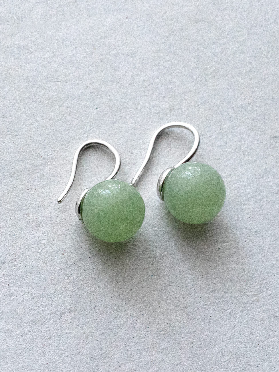 Classic Jade Earrings, S925 - Silver, Light Green - Image 3