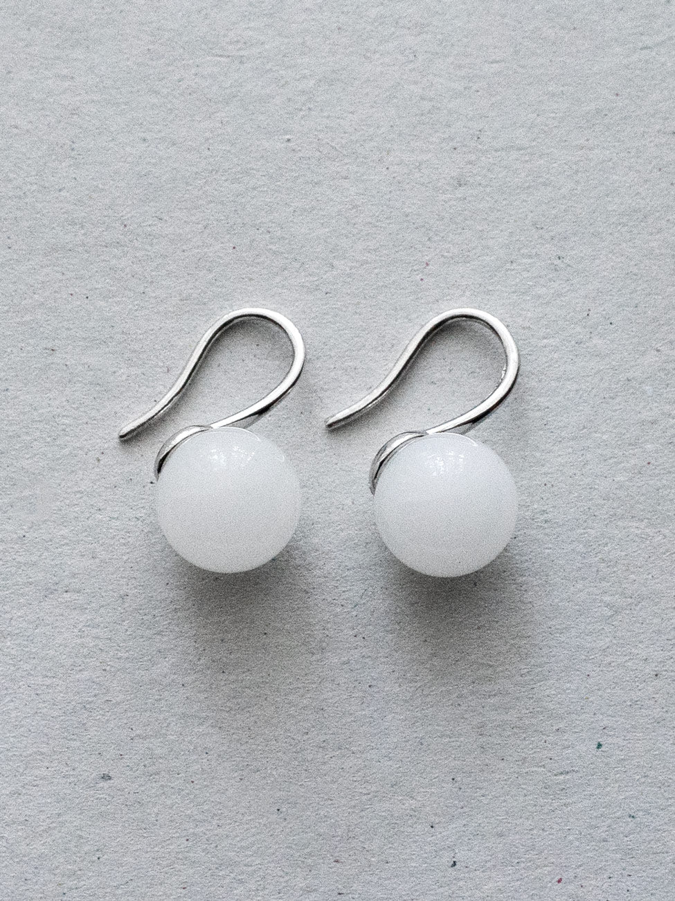 Classic Jade Earrings, S925 - Silver, White
