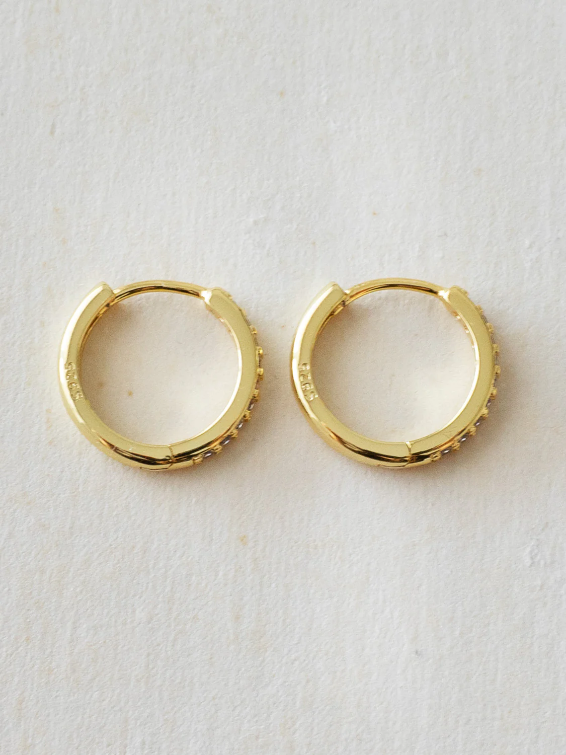 Classic Pave Huggies, S925 - Gold (1.6cm) - Image 4