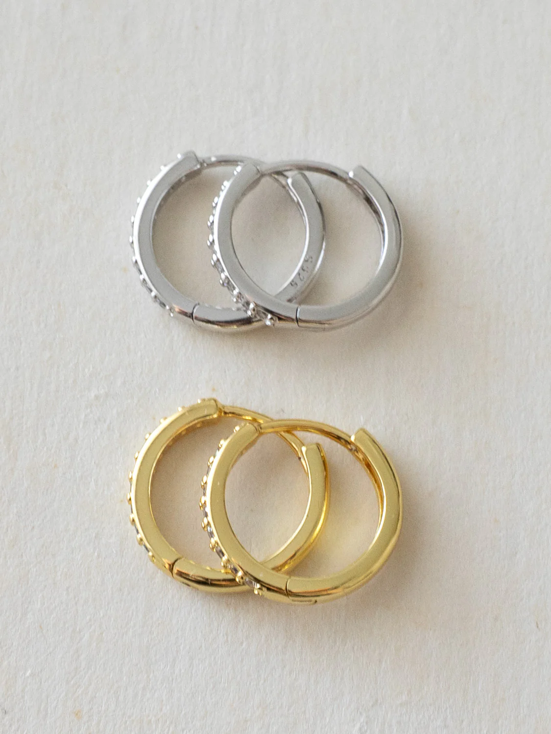 Classic Pave Huggies, S925 - Gold (1.6cm) - Image 5