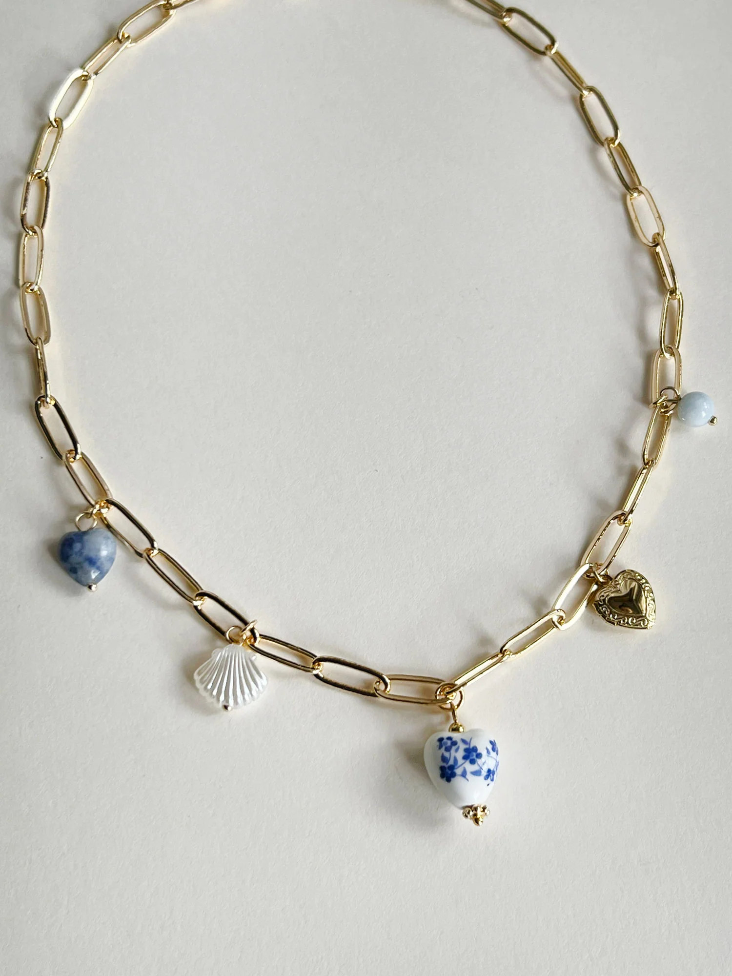 Eclectic Charm Necklace - Blue Heart Ceramic - Image 3