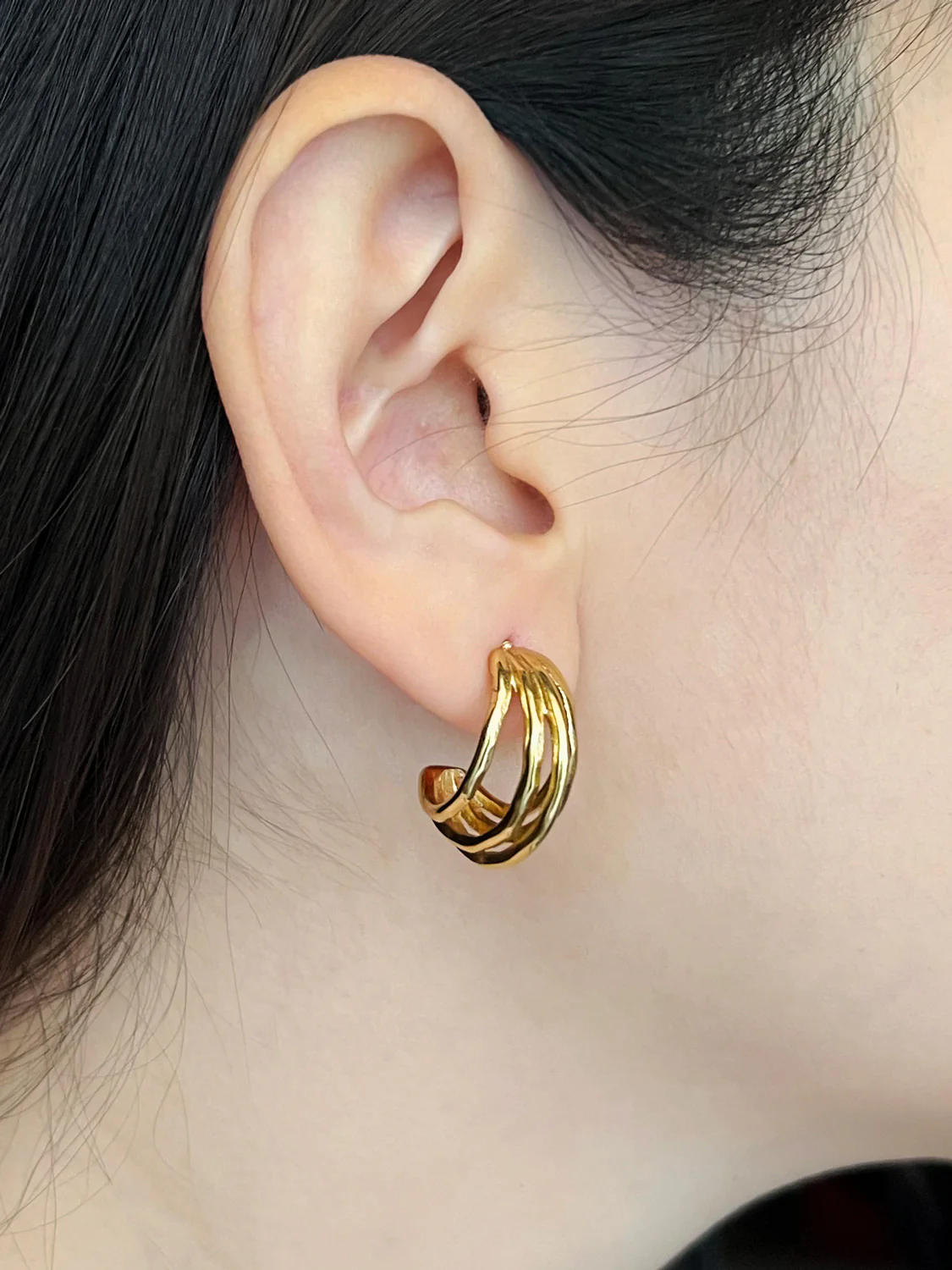 Divergent Earrings - Stainless Steel, Gold - Image 2
